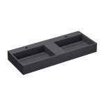 Doporro double lavabo suspendu gris noir mat 120cm vasque  poser avec bonde lave mains rectangulaire ...