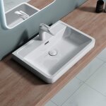 Doporro lavabo  encastrer vasque en solid surface lave mains rectangulaire pour salle de bain colossum08 ...