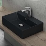 Sogood lavabo  poser noir mat vasque suspendu en cramique lave mains rectangulaire pour salle de bain ...