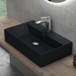 Doporro lavabo  poser noir mat vasque suspendu en cramique lave mains rectangulaire pour salle de bain ...