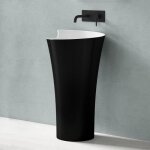 Doporro lavabo sur pied noir mat + blanc vasque colonne en fonte minérale lave mains ovale pour salle ... Doporro lavabo sur pied noir mat + blanc vasque colonne en fonte minérale lave mains ovale pour salle ...