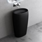 Doporro lavabo sur pied noir mat vasque colonne en fonte min�rale lave mains ovale pour salle de bain ...