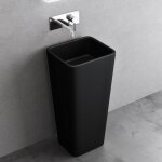 Doporro lavabo sur pied noir mat vasque colonne en fonte minrale lave mains rectangulaire pour salle ...