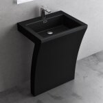 Doporro lavabo sur pied noir mat vasque colonne en fonte minrale lave mains rectangulaire pour salle ...