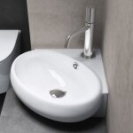 Doporro lavabo � suspendre vasque � poser en c�ramique petit lavabo blanc pour toilettes invit�s 395x385x145mm ...