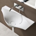 Doporro lavabo � suspendre vasque murale solid surface blanc mat pour toilettes invit�s 80x37x22cm colossum816 ...