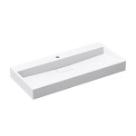Doporro lavabo suspendu avec bonde vasque � poser blanc mat 100x46x11cm lave mains rectangulaire avec ...