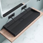 Doporro lavabo suspendu avec bonde vasque à poser gris noir mat 120x46x11cm lave mains rectangulaire ... Doporro lavabo suspendu avec bonde vasque à poser gris noir mat 120x46x11cm lave mains rectangulaire ...