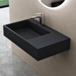 Doporro lavabo suspendu gris noir mat 75cm vasque � poser avec bonde lave mains rectangulaire 75x43x13cm ...