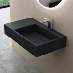 Doporro lavabo suspendu gris noir mat 75cm vasque � poser avec bonde lave mains rectangulaire 75x43x13cm ...