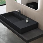 Doporro lavabo suspendu gris noir mat 100cm vasque à poser avec bonde lave mains rectangulaire 100x48x13cm ... Doporro lavabo suspendu gris noir mat 100cm vasque à poser avec bonde lave mains rectangulaire 100x48x13cm ...