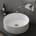 Doporro lavabo vasque � poser blanc 31x31x11 cm lave mains rond en c�ramique rev�tement nano easy clean ...