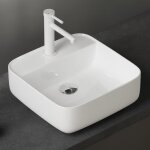 Doporro lavabo vasque � poser en c�ramique rectangulaire blanc br�ssel107 385x385x140 mm