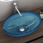 Doporro lavabo  poser vasque en verre bleu lave mains ovale de salle de bains petit lave - mains pour ...