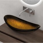 Doporro lavabo  poser vasque en verre dor lave mains ovale de salle de bains petit lave - mains pour ...