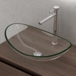 Doporro lavabo à poser vasque en verre transparent lave mains ovale de salle de bains lave - mains pour ... Doporro lavabo à poser vasque en verre transparent lave mains ovale de salle de bains lave - mains pour ...