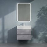 Sogood meuble de salle de bain argent ensemble de 3 pices meuble avec lavabo et bonde avec miroir 60x38x56cm ...