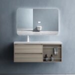 Sogood meuble de salle de bain chne clair ensemble de 3 pices avec lavabo 120cm et led miroir avec ...
