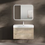 Sogood meuble de salle de bains chêne clair ensemble de 3 pièces meuble suspendu avec lavabo 90cm et ... Sogood meuble de salle de bains chêne clair ensemble de 3 pièces meuble suspendu avec lavabo 90cm et ...