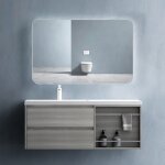 Sogood meuble de salle de bain chêne foncé ensemble 3 pièces avec lavabo 120cm et led miroir open avec ... Sogood meuble de salle de bain chêne foncé ensemble 3 pièces avec lavabo 120cm et led miroir open avec ...