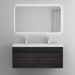 Doporro meuble de salle de bain gris fonc� ensemble de 3 pi�ces meuble avec lavabo 120cm et led miroir ...