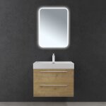 Sogood� meuble de salle de bain marron clair ensemble de 3 pi�ces meuble suspendu avec lavabo 73cm et ...