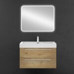 Sogood meuble de salle de bains marron clair ensemble de 3 pi�ces meuble suspendu avec lavabo 90cm et ...