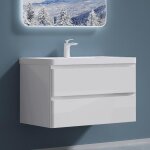 Sogood meuble de salle de bain suspendu blanc 90x48x55cm ensemble de 2 pices meuble avec lavabo design ...