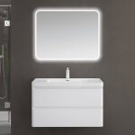 Sogood meuble de salle de bain suspendus blanc 90x48x55 cm ensemble de 3 pices meuble avec lavabo et ...