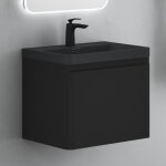 Doporro meuble de salle de bain suspendus noir mat 60x42x50cm ensemble de 2 pi�ces meuble avec lavabo ...