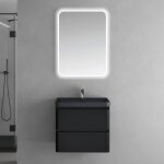 Sogood meuble de salle de bain suspendus noir mat 60x42x55 cm ensemble de 3 pi�ces meuble avec lavabo ...