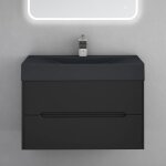 Sogood meuble de salle de bain suspendus noir mat 80x48x56cm ensemble de 2 pièces meuble avec lavabo ... Sogood meuble de salle de bain suspendus noir mat 80x48x56cm ensemble de 2 pièces meuble avec lavabo ...