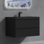 Sogood meuble de salle de bain suspendus noir mat 90x48x55 cm ensemble de 2 pices meuble avec lavabo ...