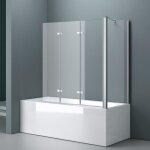 Sogood paroi de baignoire 70x130x140cm pare baignoire fixe 4 volets verre tremp transparent 6mm montage ...