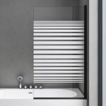 Sogood paroi de baignoire 80x140 cm pare baignoire 1 volet verre tremp bande opaque profils noir montage ...