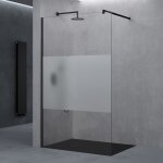 Sogood paroi de douche � litalienne transparent avec bande opaque verre 10mm bremen02ms 50x200cm avec ...