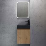 Sogood petit meuble de salle de bain suspendu 46cm aspect de chne ensemble de 3 pices meuble avec lavabo ...