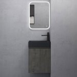 Sogood petit meuble de salle de bain suspendu 46cm gris - brun ensemble de 3 pi�ces meuble avec lavabo ...