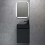 Sogood petit meuble de salle de bain suspendu 46cm gris noir mat ensemble de 2 pices meuble avec lavabo ...