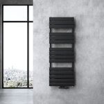 Sogood radiateur de salle de bain 140x60cm radiateur  eau chaude vertical gris - noir sche - serviettes ...
