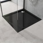 Doporro receveur de douche 100x100 bac � douche carr� extraplat acrilique noir faro01 100x100x4 cm
