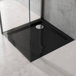 Doporro receveur de douche 70x70 bac � douche carr� extraplat acrilique noir faro01 70x70x4 cm avec bonde ...