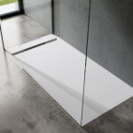 Sogood� receveur de douche design ultra plat 4 cm rectangulaire en solid surface blanc mat geoma04 80x160x4 ...