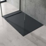Doporro receveur de douche design ultra plat 4 cm rectangulaire en solid surface gris noir mat geoma04 ...