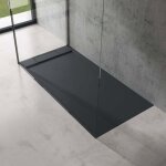 Sogood� receveur de douche design ultra plat 4 cm rectangulaire en solid surface gris noir mat geoma04 ...