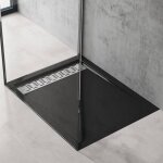 Doporro receveur de douche noir 80x100cm bac � douche xetro4 rectangulaire extra plat 5cm + bonde al01 ...