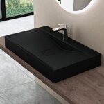 Doporro vasque  poser 100cm avec bonde lavabo suspendu noir mat colossum810 fonte minrale solid surface ...