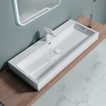 Doporro® vasque à poser 120cm lavabo suspendu blanc colossum06 fonte minérale solid surface 120x42x10cm ... Doporro® vasque à poser 120cm lavabo suspendu blanc colossum06 fonte minérale solid surface 120x42x10cm ...