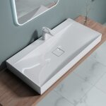 Doporro vasque  poser 120cm avec bonde lavabo suspendu blanc colossum810 fonte minrale solid surface ...