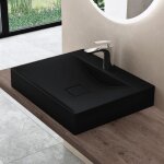 Doporro vasque � poser 60cm avec bonde lavabo suspendu noir mat colossum810 fonte min�rale solid surface ...